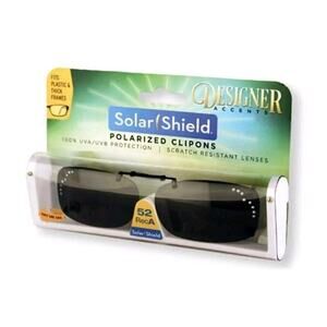 Solar Shield Polarized Clip On 52 Rec A Designer Black Frameless Sunglasses